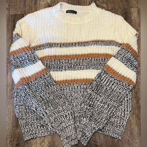 SHEIN Knit Sweater with cream, light brown, white, gray, and black colors! Small